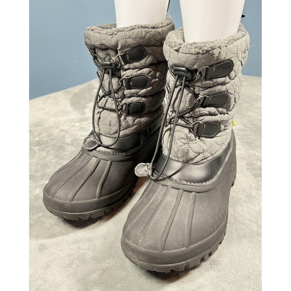 Western Chief Boots Womens Size 7 Gray Norma Mid Charcoal Winter Snow Faux Fur
